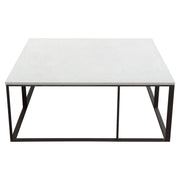 Surface Square Cocktail Table w/ Engineered Marble Top & Black Powder Coated Metal Base by Diamond Sofa - Furniture City (CA)l