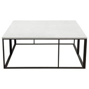 Surface Square Cocktail Table w/ Engineered Marble Top & Black Powder Coated Metal Base by Diamond Sofa - Furniture City (CA)l