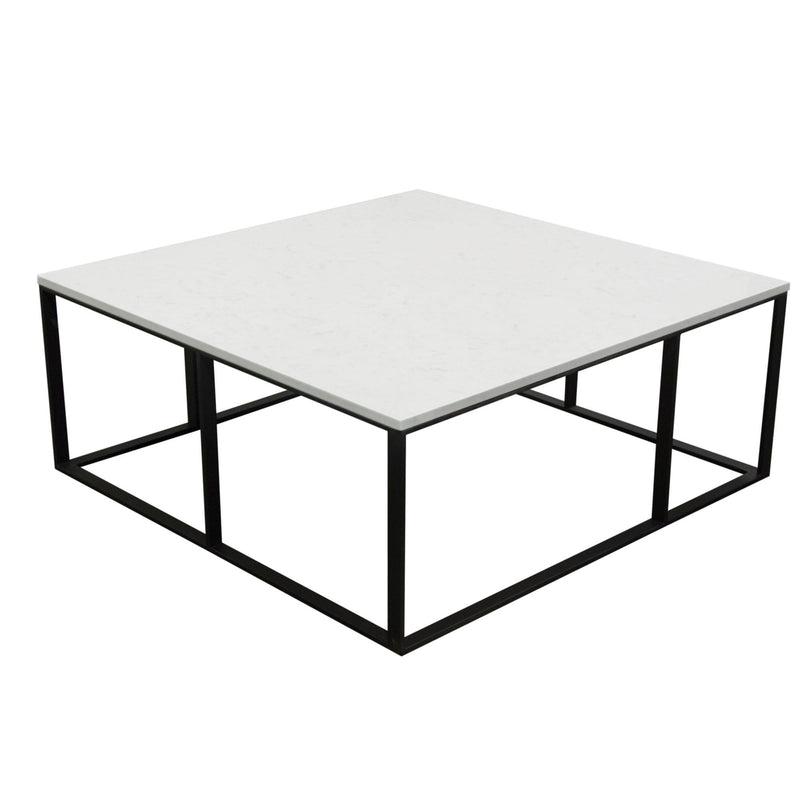 Surface Square Cocktail Table w/ Engineered Marble Top & Black Powder Coated Metal Base by Diamond Sofa - Furniture City (CA)l