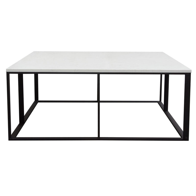 Surface Square Cocktail Table w/ Engineered Marble Top & Black Powder Coated Metal Base by Diamond Sofa - Furniture City (CA)l