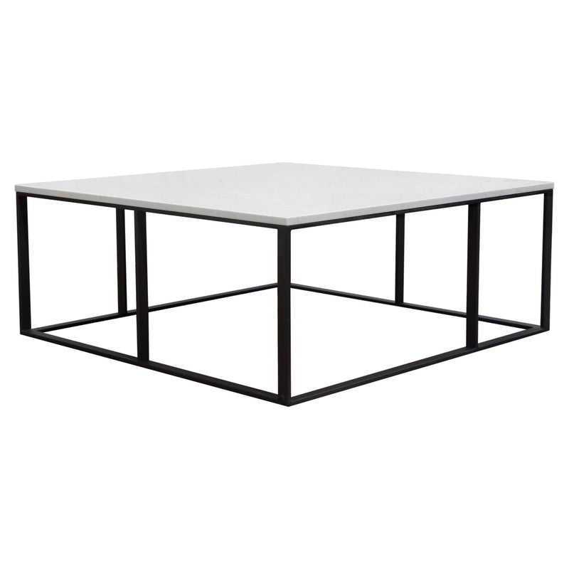 Surface Square Cocktail Table w/ Engineered Marble Top & Black Powder Coated Metal Base by Diamond Sofa - Furniture City (CA)l