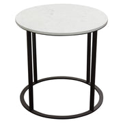 Surface Round End Table w/ Engineered Marble Top & Black Powder Coated Metal Base by Diamond Sofa - Furniture City (CA)l