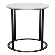 Surface Round End Table w/ Engineered Marble Top & Black Powder Coated Metal Base by Diamond Sofa - Furniture City (CA)l
