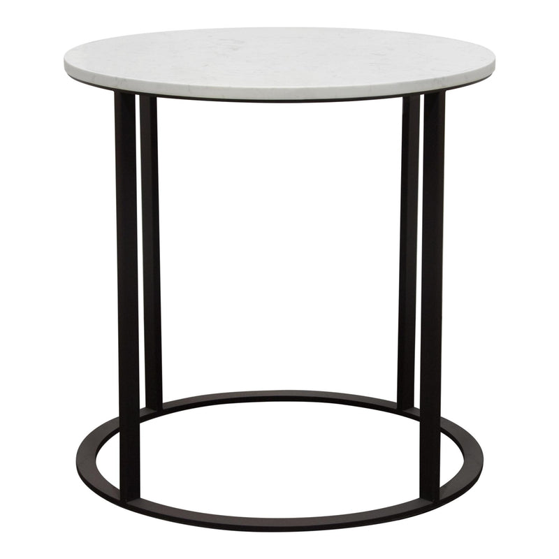 Surface Round End Table w/ Engineered Marble Top & Black Powder Coated Metal Base by Diamond Sofa - Furniture City (CA)l