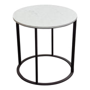 Surface Round End Table w/ Engineered Marble Top & Black Powder Coated Metal Base by Diamond Sofa - Furniture City (CA)l