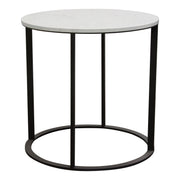Surface Round End Table w/ Engineered Marble Top & Black Powder Coated Metal Base by Diamond Sofa - Furniture City (CA)l
