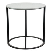 Surface Round End Table w/ Engineered Marble Top & Black Powder Coated Metal Base by Diamond Sofa - Furniture City (CA)l