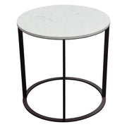 Surface Round End Table w/ Engineered Marble Top & Black Powder Coated Metal Base by Diamond Sofa - Furniture City (CA)l