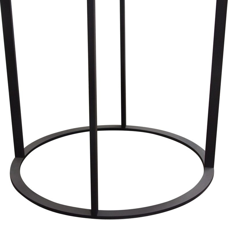 Surface Round End Table w/ Engineered Marble Top & Black Powder Coated Metal Base by Diamond Sofa - Furniture City (CA)l