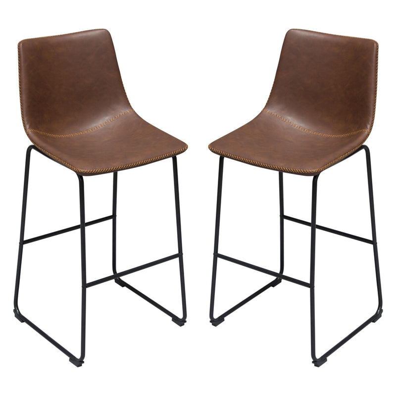 Theo Set of (2) Bar Height Chairs in Chocolate Leatherette w/ Black Metal Base by Diamond Sofa - Furniture City (CA)l