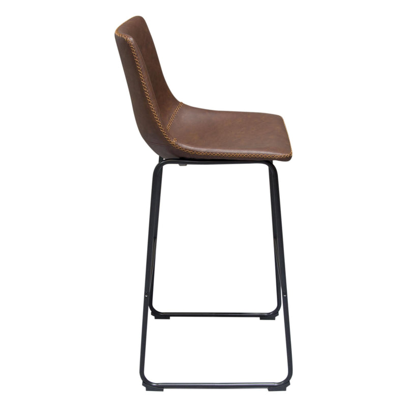 Theo Set of (2) Bar Height Chairs in Chocolate Leatherette w/ Black Metal Base by Diamond Sofa - Furniture City (CA)l