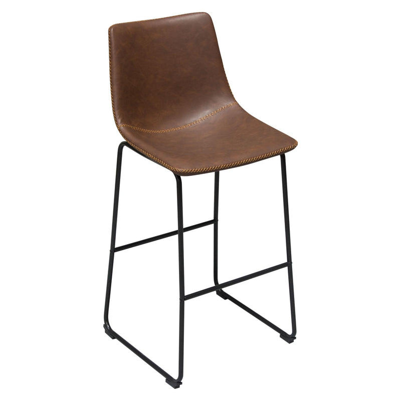 Theo Set of (2) Bar Height Chairs in Chocolate Leatherette w/ Black Metal Base by Diamond Sofa - Furniture City (CA)l