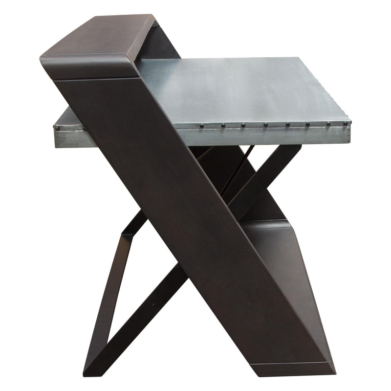 Barclay Zinc Top Writing Desk w/ Mango Wood & Iron Base by Diamond Sofa - Furniture City (CA)l