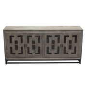Bastille 76" 4-Door Solid Mango Wood Sideboard in Walnut Grey Finish w/ Black Iron Legs by Diamond Sofa - Furniture City (CA)l