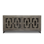Bastille 76" 4-Door Solid Mango Wood Sideboard in Walnut Grey Finish w/ Black Iron Legs by Diamond Sofa - Furniture City (CA)l