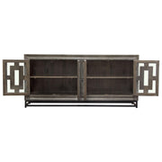 Bastille 76" 4-Door Solid Mango Wood Sideboard in Walnut Grey Finish w/ Black Iron Legs by Diamond Sofa - Furniture City (CA)l