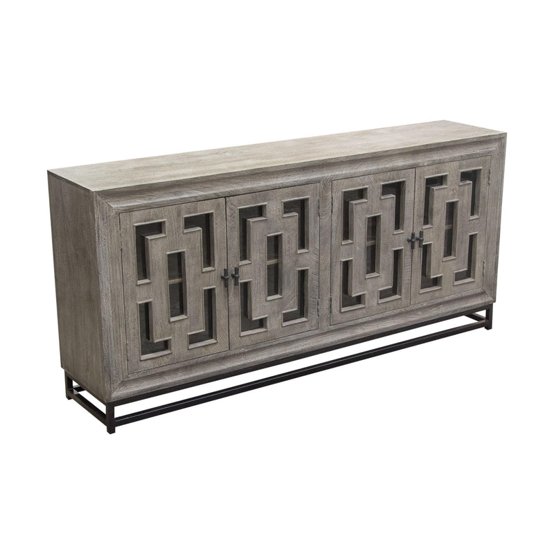 Bastille 76" 4-Door Solid Mango Wood Sideboard in Walnut Grey Finish w/ Black Iron Legs by Diamond Sofa - Furniture City (CA)l