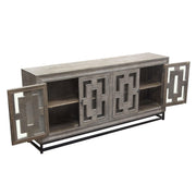 Bastille 76" 4-Door Solid Mango Wood Sideboard in Walnut Grey Finish w/ Black Iron Legs by Diamond Sofa - Furniture City (CA)l