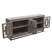 Bastille 76" 4-Door Solid Mango Wood Sideboard in Walnut Grey Finish w/ Black Iron Legs by Diamond Sofa - Furniture City (CA)l