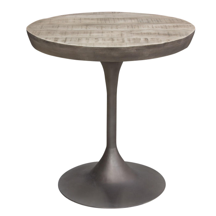 Beckham 30" Round Dining Table w/ Solid Mango Wood Top in Grey Finish w/ Gun Metal Base by Diamond Sofa