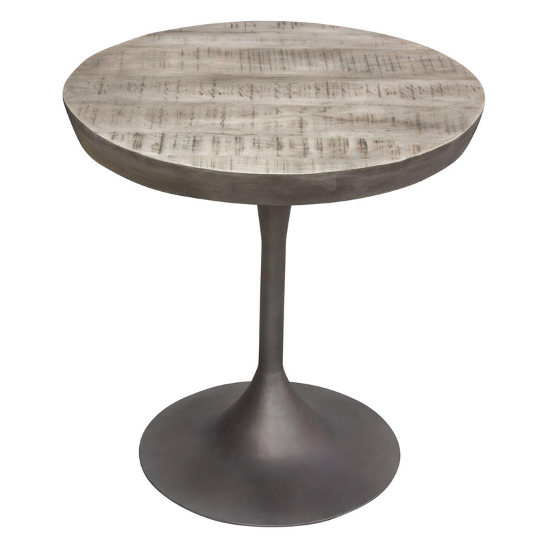 Beckham 30" Round Dining Table w/ Solid Mango Wood Top in Grey Finish w/ Gun Metal Base by Diamond Sofa - Furniture City (CA)l