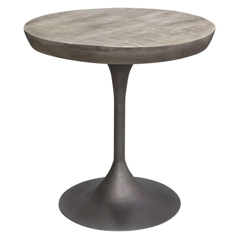 Beckham 30" Round Dining Table w/ Solid Mango Wood Top in Grey Finish w/ Gun Metal Base by Diamond Sofa - Furniture City (CA)l