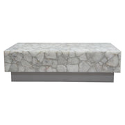 Gemini Genuine White Quartz Cocktail Table w/ Antique Silver Finished Base by Diamond Sofa - Furniture City (CA)l