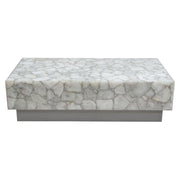 Gemini Genuine White Quartz Cocktail Table w/ Antique Silver Finished Base by Diamond Sofa - Furniture City (CA)l