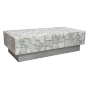 Gemini Genuine White Quartz Cocktail Table w/ Antique Silver Finished Base by Diamond Sofa - Furniture City (CA)l