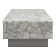 Gemini Genuine White Quartz Cocktail Table w/ Antique Silver Finished Base by Diamond Sofa - Furniture City (CA)l