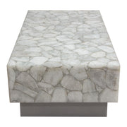 Gemini Genuine White Quartz Cocktail Table w/ Antique Silver Finished Base by Diamond Sofa - Furniture City (CA)l