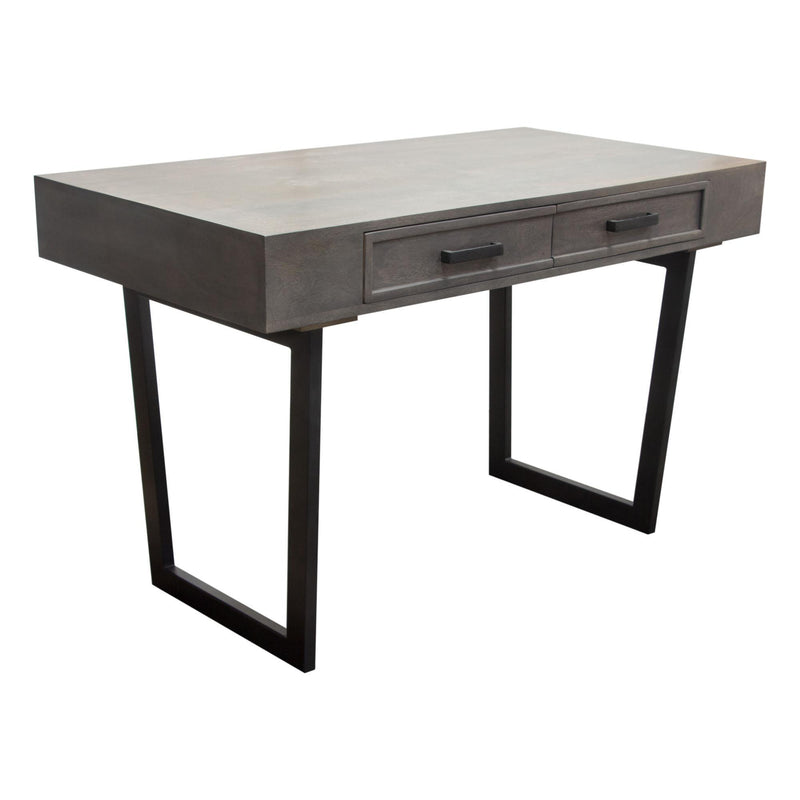 Hammond 2-Drawer Writing Desk in Solid Mango Wood Grey Finish & Black Iron Legs by Diamond Sofa - Furniture City (CA)l