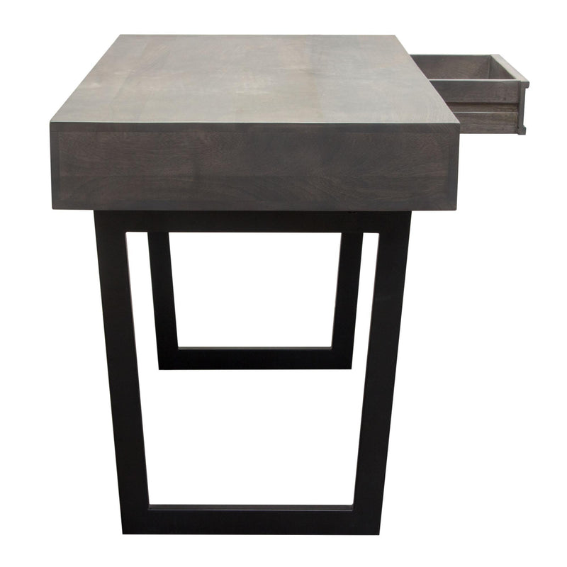 Hammond 2-Drawer Writing Desk in Solid Mango Wood Grey Finish & Black Iron Legs by Diamond Sofa - Furniture City (CA)l