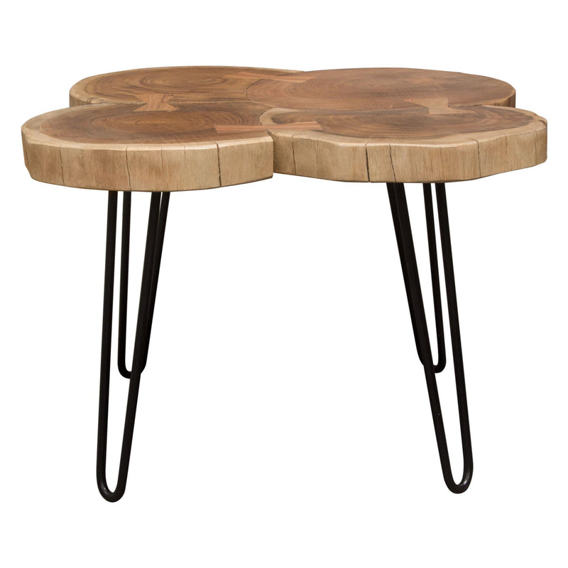 Joss Natural Acacia One of a Kind Live Edge Square Cocktail Table w/ Black Hairpin Legs by Diamond Sofa - Furniture City (CA)l