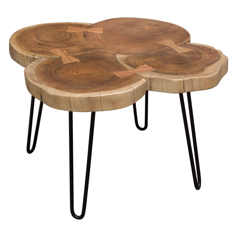 Joss Natural Acacia One of a Kind Live Edge Square Cocktail Table w/ Black Hairpin Legs by Diamond Sofa - Furniture City (CA)l