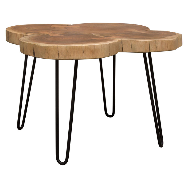Joss Natural Acacia One of a Kind Live Edge Square Cocktail Table w/ Black Hairpin Legs by Diamond Sofa - Furniture City (CA)l