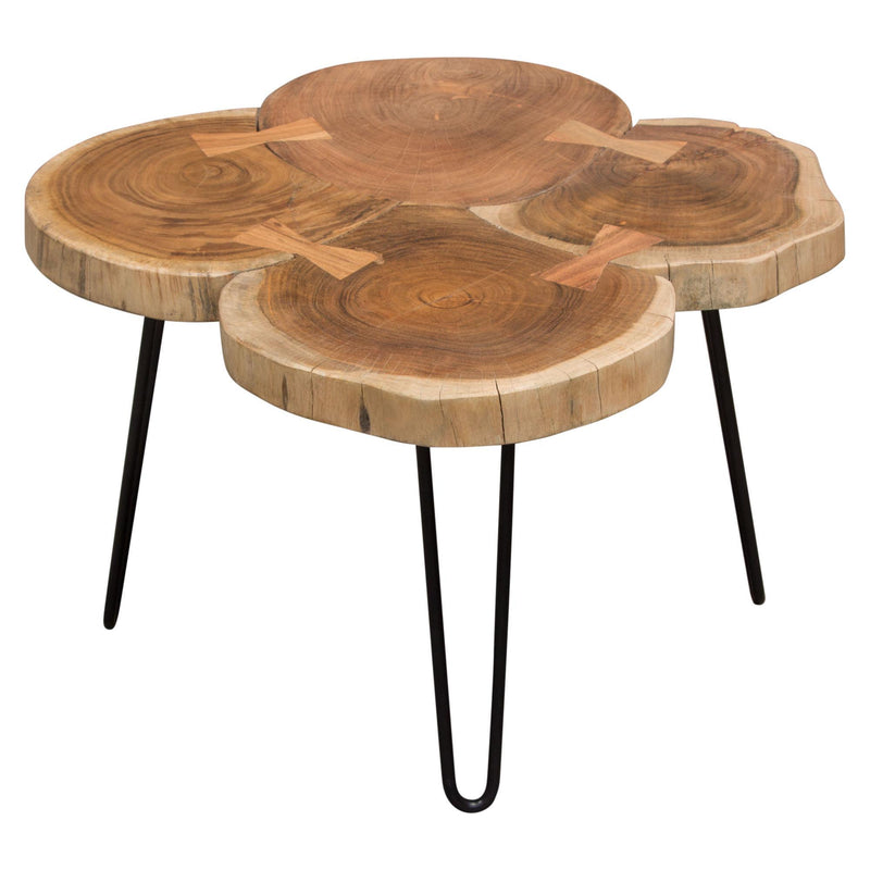 Joss Natural Acacia One of a Kind Live Edge Square Cocktail Table w/ Black Hairpin Legs by Diamond Sofa - Furniture City (CA)l