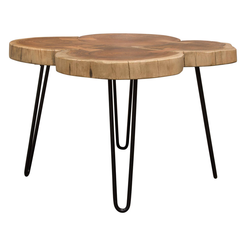 Joss Natural Acacia One of a Kind Live Edge Square Cocktail Table w/ Black Hairpin Legs by Diamond Sofa - Furniture City (CA)l