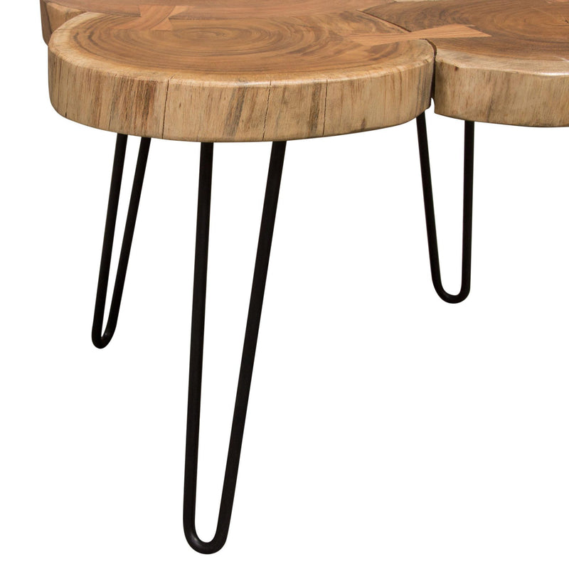 Joss Natural Acacia One of a Kind Live Edge Square Cocktail Table w/ Black Hairpin Legs by Diamond Sofa - Furniture City (CA)l