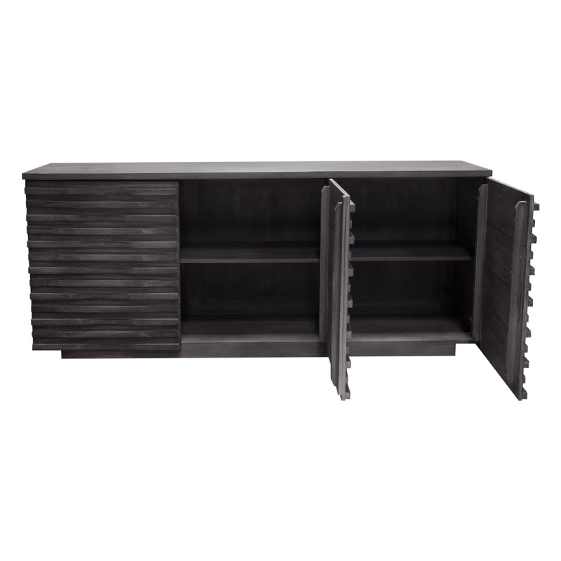 Bastille 69" 3-Door Solid Acacia Wood Sideboard in Smoke Grey Finish by Diamond Sofa - Furniture City (CA)l