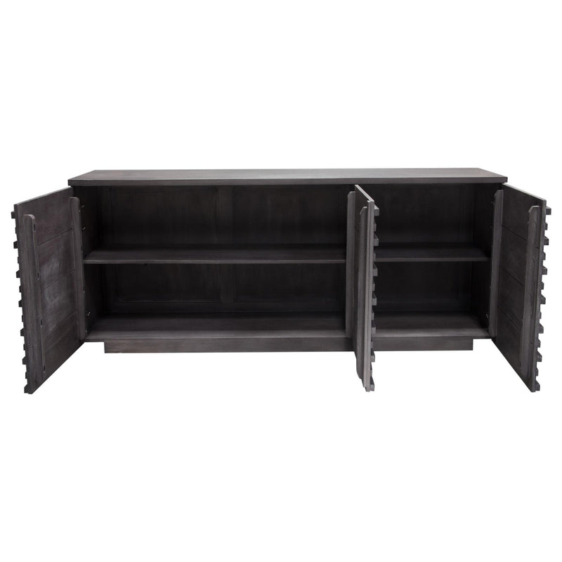 Bastille 69" 3-Door Solid Acacia Wood Sideboard in Smoke Grey Finish by Diamond Sofa - Furniture City (CA)l