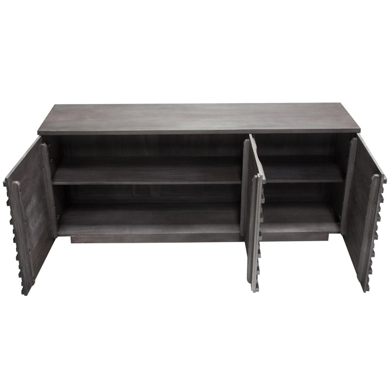Bastille 69" 3-Door Solid Acacia Wood Sideboard in Smoke Grey Finish by Diamond Sofa - Furniture City (CA)l