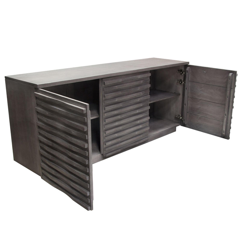Bastille 69" 3-Door Solid Acacia Wood Sideboard in Smoke Grey Finish by Diamond Sofa - Furniture City (CA)l