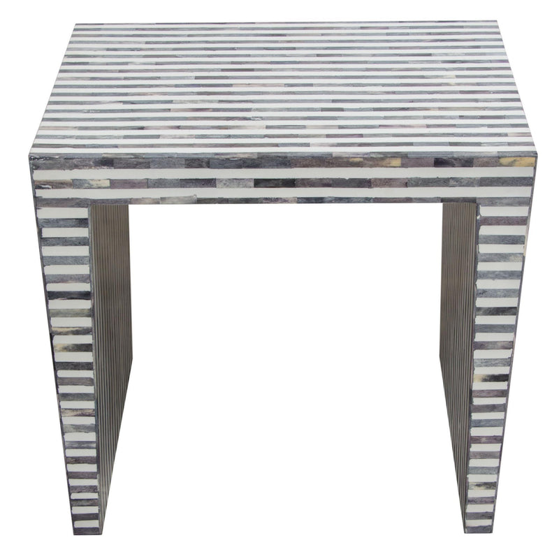 Mosaic End Table w/ Bone Inlay in Linear Pattern by Diamond Sofa - Furniture City (CA)l