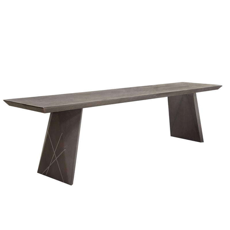 Motion Solid Mango Wood Dining/Accent Bench in Smoke Grey Finish w/ Silver Metal Inlay by Diamond Sofa - Furniture City (CA)l