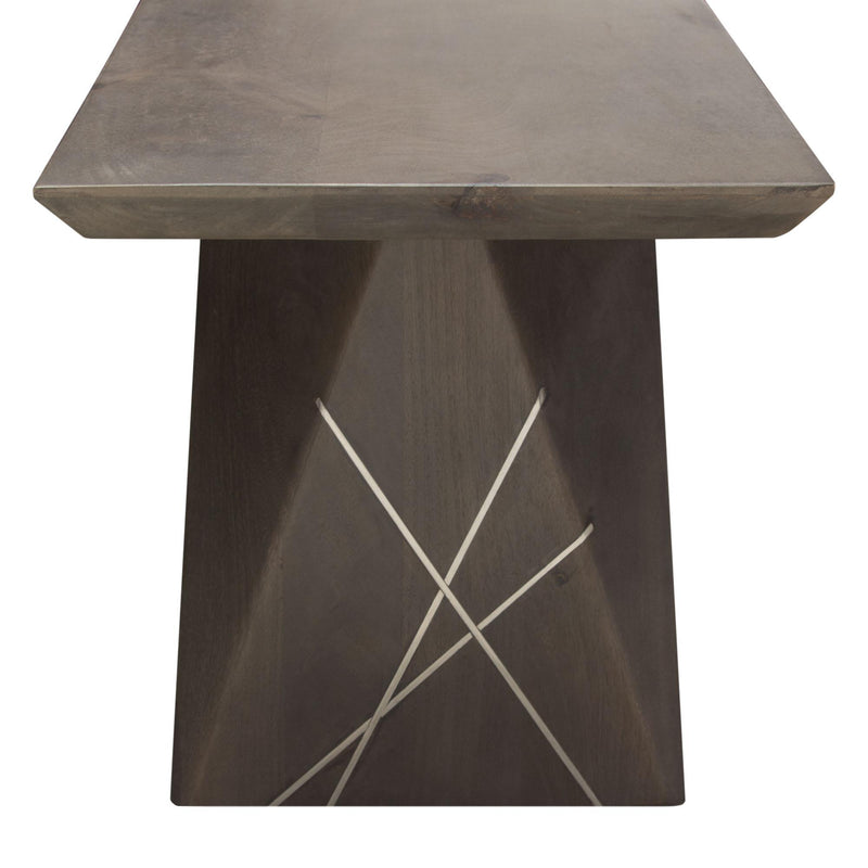 Motion Solid Mango Wood Dining/Accent Bench in Smoke Grey Finish w/ Silver Metal Inlay by Diamond Sofa - Furniture City (CA)l