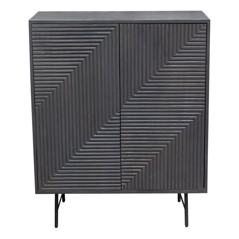 Neo 2-Door Solid Mango Wood High Cabinet in Smoke Grey Finish w/ Gun Metal Finished Base by Diamond Sofa - Furniture City (CA)l