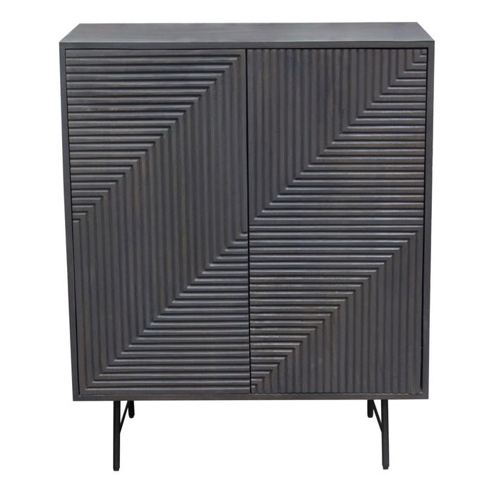 Neo 2-Door Solid Mango Wood High Cabinet in Smoke Grey Finish w/ Gun Metal Finished Base by Diamond Sofa