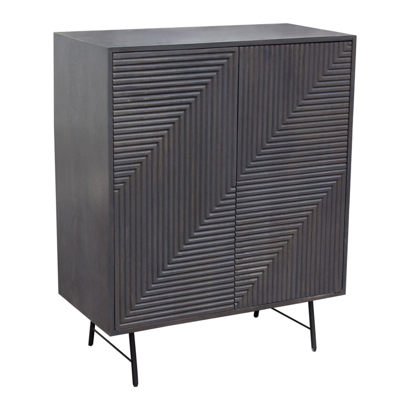 Neo 2-Door Solid Mango Wood High Cabinet in Smoke Grey Finish w/ Gun Metal Finished Base by Diamond Sofa - Furniture City (CA)l