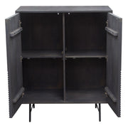 Neo 2-Door Solid Mango Wood High Cabinet in Smoke Grey Finish w/ Gun Metal Finished Base by Diamond Sofa - Furniture City (CA)l